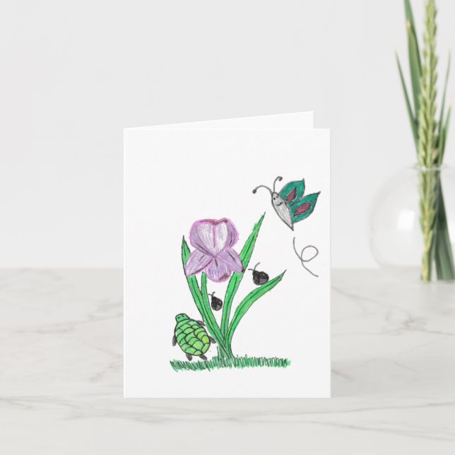Cartão De Agradecimento Flor Roxo-Íris (Frente)