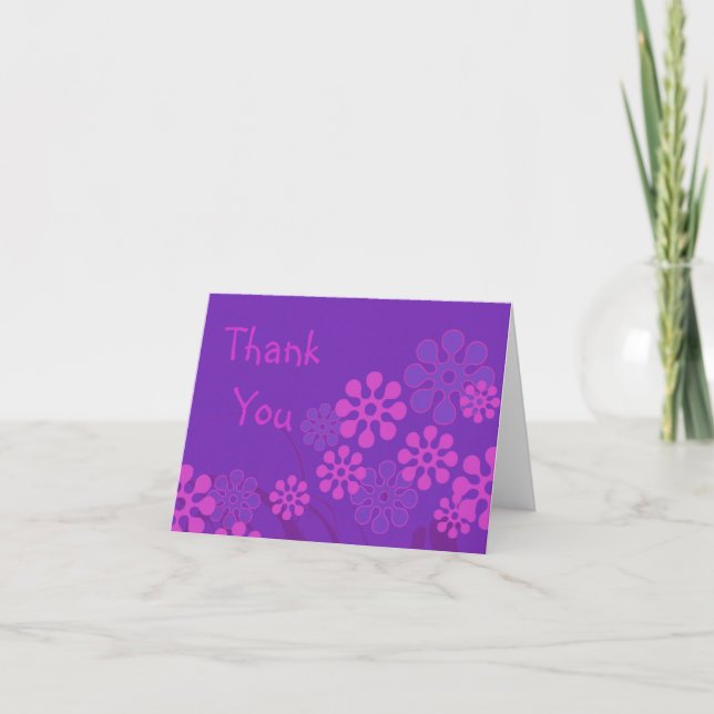 Cartão De Agradecimento Flor Roxo Obrigado (Frente)