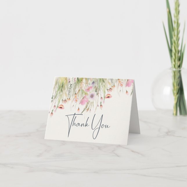 Cartão De Agradecimento Flor Silvestre Boho Chic | Jardim de Verduras Obri (Frente)