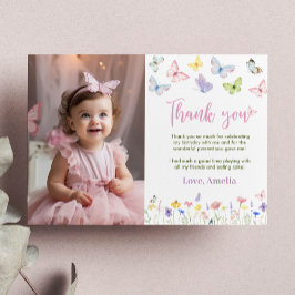 Cartão de Agradecimento Flor Silvestre Borboleta A