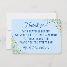 Cartão De Agradecimento Flor silvestre Linda Azul Floral em Azul