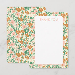 Cartão De Agradecimento Flor Silvestre Rosa Verde Flora Elegante Personali