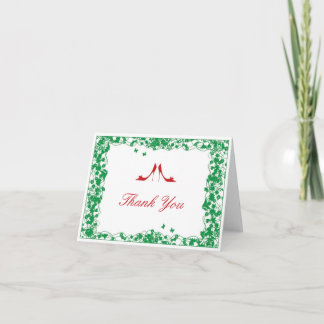 Cartão De Agradecimento Flor Verde Sapato Vermelho Noiva Bridal Shower Agr