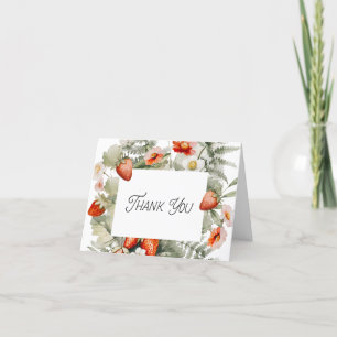 Cartão De Agradecimento Flor Verde Vermelho Morango Deixa Arte De Cottagec