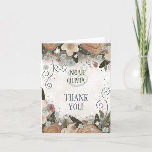Cartão De Agradecimento Flora Elegante Romântica Floral I Casamento Bonito