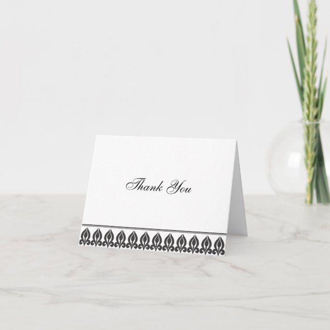 Cartão De Agradecimento Flora Notecard-Black/White (Frente)