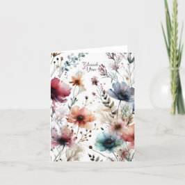 Cartão De Agradecimento Florais de Aquarela com Tinta Alcoólica Dobrados d