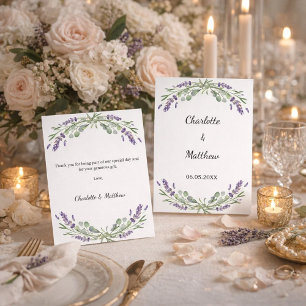 Cartão De Agradecimento Florais de violeta lavanda casamento