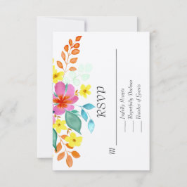 Cartão De Agradecimento Florais Modernos de Aquarela em Cores Vibrantes