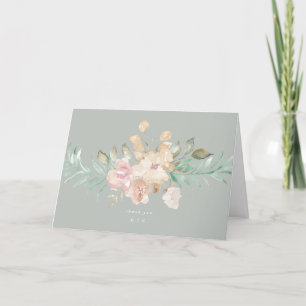 Cartão De Agradecimento Florais Rustic Watercolor no Casamento Verde Sage