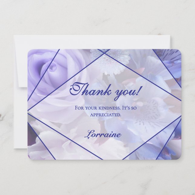 Cartão de Agradecimento Florais Violeta Azul (Frente)