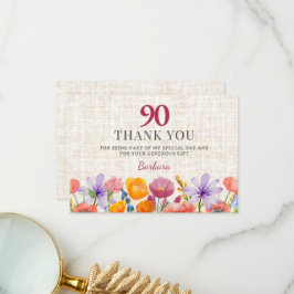 Cartão De Agradecimento Floral 80th Birthday Thanks - Elegant Garden Party