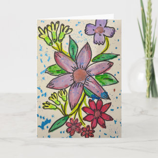 Cartão de Agradecimento Floral Abstrato em Aquarel