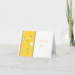 Cartão de Agradecimento Floral Amarelo, Cinza e Br