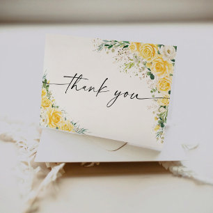 Cartão de Agradecimento Floral Amarelo Elegante