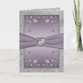 Cartão de Agradecimento Floral Ameixa e Pewter