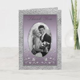 Cartão de Agradecimento Floral Ameixa e Pewter com