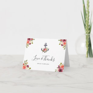 Cartão de Agradecimento Floral Âncora Náutica