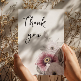 Cartão De Agradecimento Floral Anemones Chá de fraldas