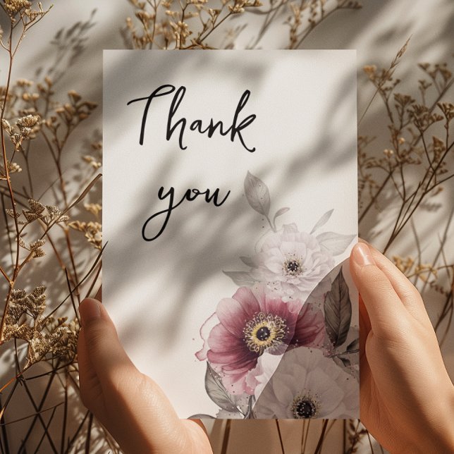 Cartão De Agradecimento Floral Anemones Chá de fraldas (Criador carregado)