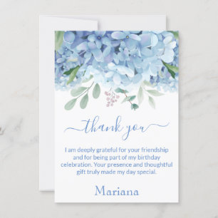 Cartão de Agradecimento Floral Aquarela Hortênsias