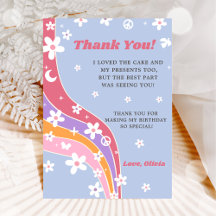 Cartão de agradecimento floral arco-íris Groovy