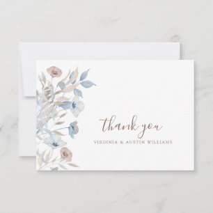 Cartão De Agradecimento Floral Azul