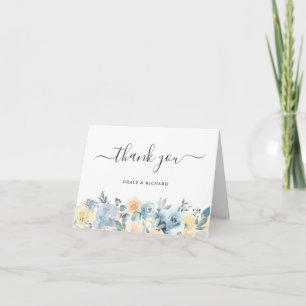 Cartão de Agradecimento Floral Azul Baunilha