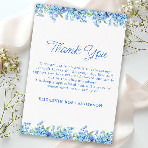 Cartão De Agradecimento Floral Azul Esquecer Não Me Moderno Funeral Memori