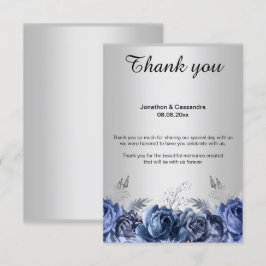 CARTÃO DE AGRADECIMENTO FLORAL AZUL SIMPLES ELEGAN