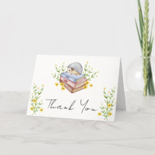Cartão De Agradecimento Floral Blooming Hedgehog Chá de fraldas