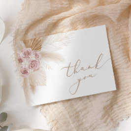 Cartão De Agradecimento Floral Boho Capim-dos-Pampas