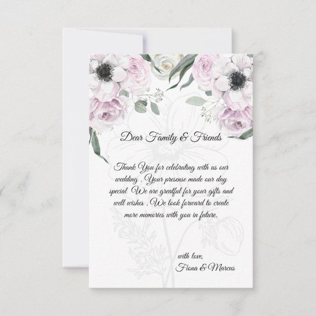 Cartão de Agradecimento Floral Boho Rústico Elegan (Frente)