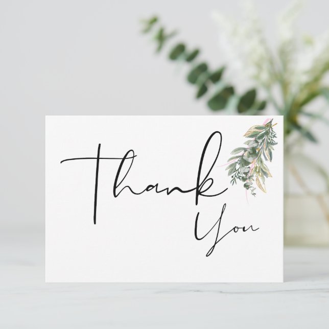Cartão De Agradecimento Floral Boho Thank You Cards (Em pé/Frente)