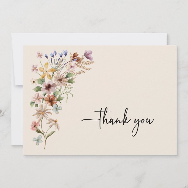 Cartão de Agradecimento Floral Boho Vintage (Frente)