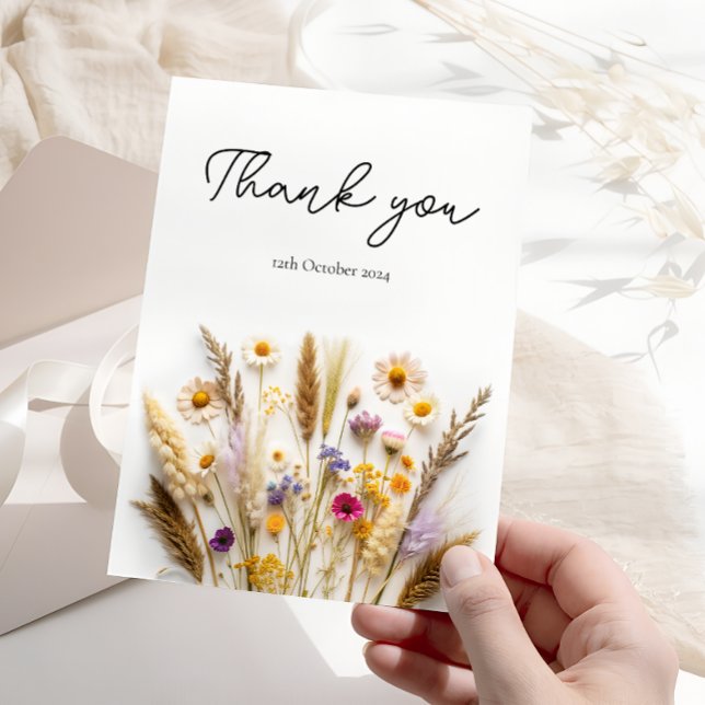Cartão de Agradecimento Floral Boho Willdflower (Criador carregado)