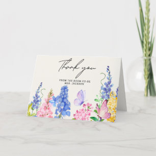 Cartão De Agradecimento Floral Bonito Ele Me Dá Chá de panela De Borboleta