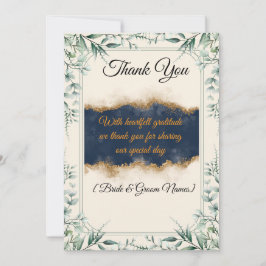 Cartão De Agradecimento Floral Border Wedding Thank You Card | Elegant Whi