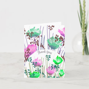 Cartão de Agradecimento Floral Botânico Abstrato