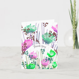 Cartão de Agradecimento Floral Botânico Abstrato
