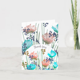 Cartão de Agradecimento Floral Botânico Abstrato