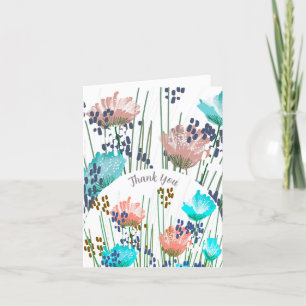 Cartão de Agradecimento Floral Botânico Abstrato