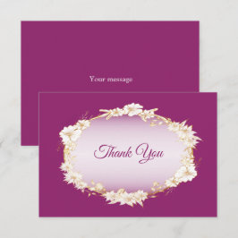 Cartão De Agradecimento Floral Branco Dourado Rosa Casamento Geométrico Rú