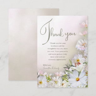 Cartão de Agradecimento Floral Branco em Pastel Su