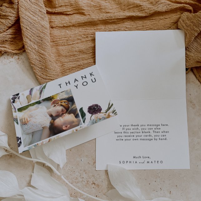 Cartão De Agradecimento Floral Branco Foto Dobrado (Criador carregado)