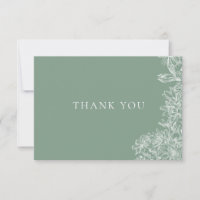 Cartão de agradecimento floral branco verde Chic S