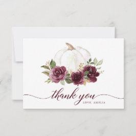 Cartão de Agradecimento Floral Burgundy Abóbora Ou