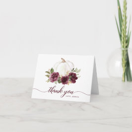 Cartão de Agradecimento Floral Burgundy Abóbora Ou