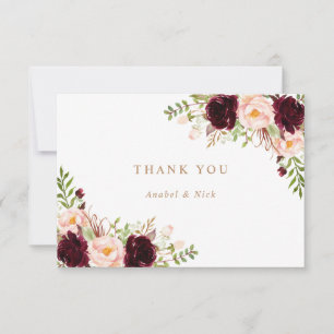 Cartão de Agradecimento Floral Burgundy Blush Vinh