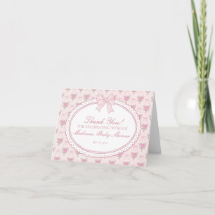 Cartão de Agradecimento Floral Chique Vintage Rosa